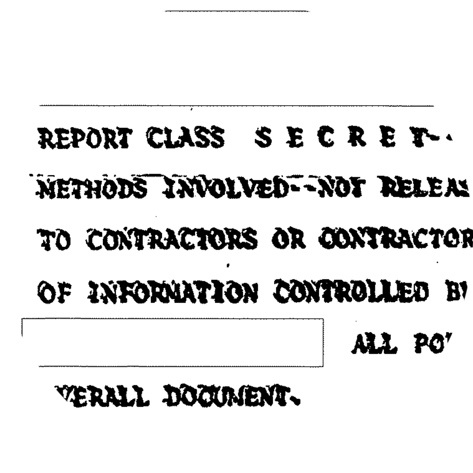 Primer plano de un documento que comienza con "Informe Clasificado Secreto".